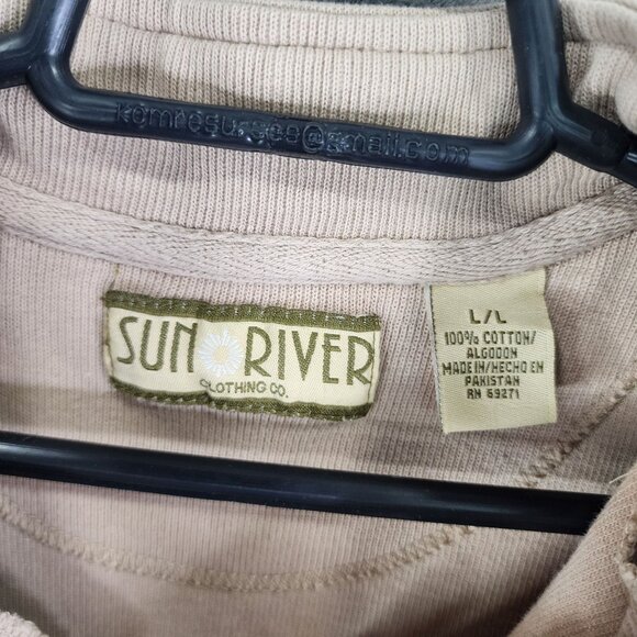 Mens Taupe Sun River Pullover Sweater 1/4 Zip Long Sleeve 100% Cotton Size L - Picture 6 of 11